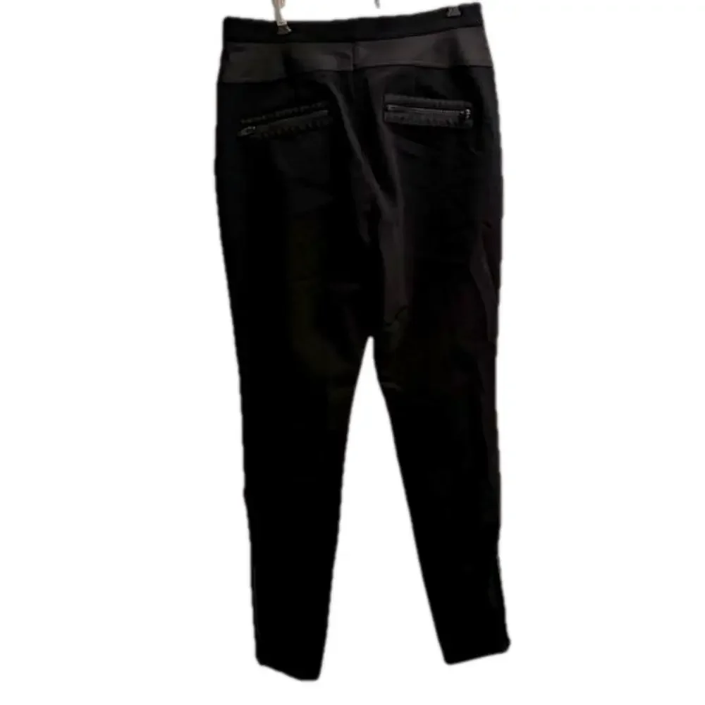 NWT ALEXANDER WANG Stretch Skinny Pant Satin Trim Zipper Ankles Snap Size 8